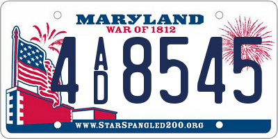 MD license plate 4AD8545