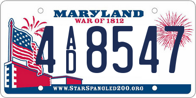 MD license plate 4AD8547