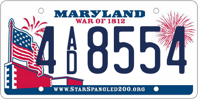 MD license plate 4AD8554
