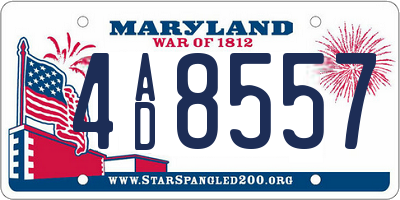 MD license plate 4AD8557