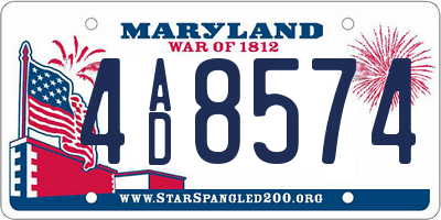 MD license plate 4AD8574