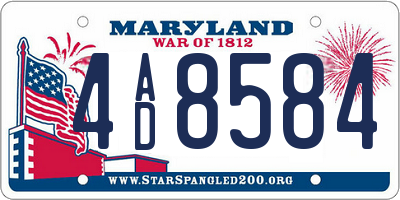 MD license plate 4AD8584