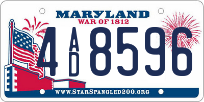 MD license plate 4AD8596