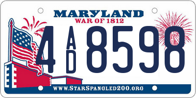 MD license plate 4AD8598