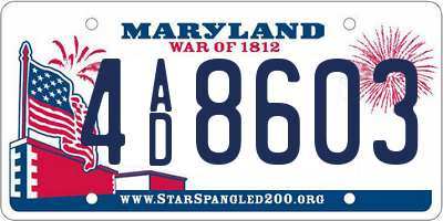 MD license plate 4AD8603
