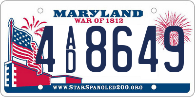 MD license plate 4AD8649