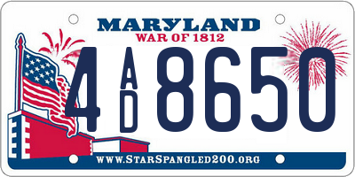 MD license plate 4AD8650