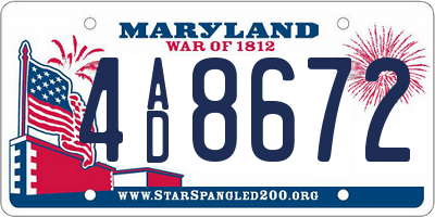 MD license plate 4AD8672