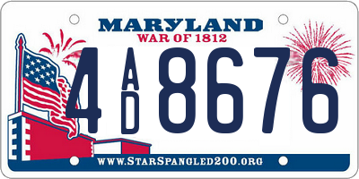 MD license plate 4AD8676