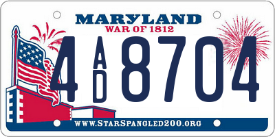 MD license plate 4AD8704