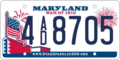 MD license plate 4AD8705
