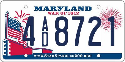 MD license plate 4AD8721