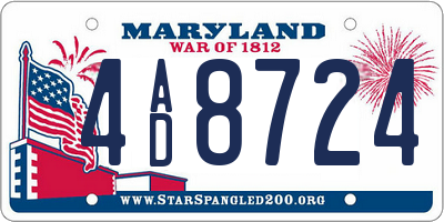 MD license plate 4AD8724