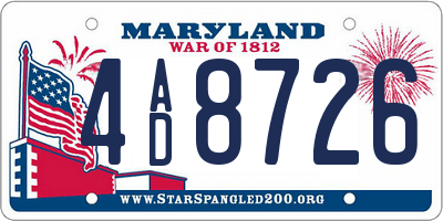 MD license plate 4AD8726