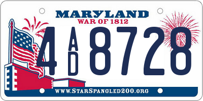 MD license plate 4AD8728