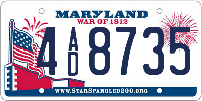 MD license plate 4AD8735