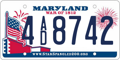MD license plate 4AD8742
