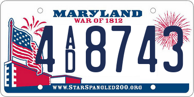 MD license plate 4AD8743