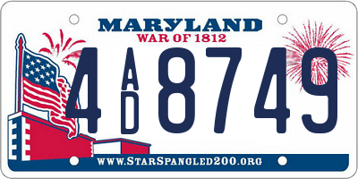 MD license plate 4AD8749