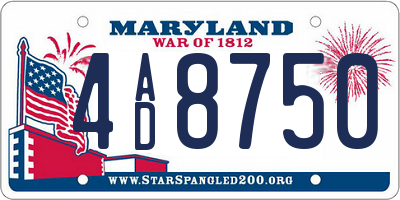 MD license plate 4AD8750