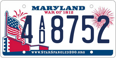 MD license plate 4AD8752