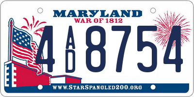 MD license plate 4AD8754
