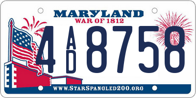 MD license plate 4AD8758
