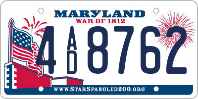 MD license plate 4AD8762