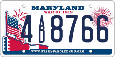 MD license plate 4AD8766