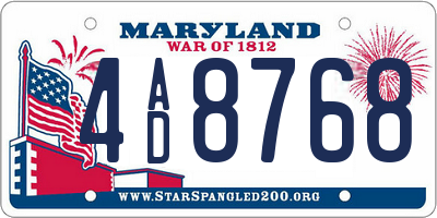 MD license plate 4AD8768