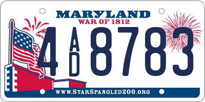 MD license plate 4AD8783