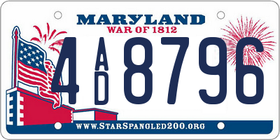 MD license plate 4AD8796