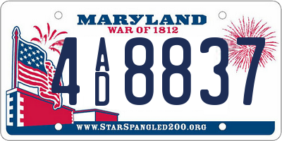 MD license plate 4AD8837