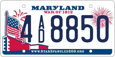 MD license plate 4AD8850