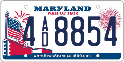MD license plate 4AD8854