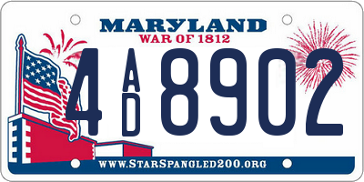 MD license plate 4AD8902