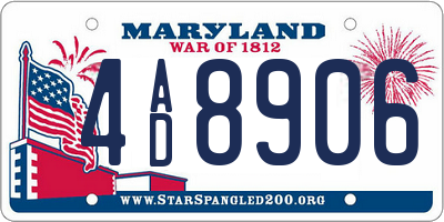 MD license plate 4AD8906