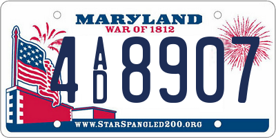 MD license plate 4AD8907