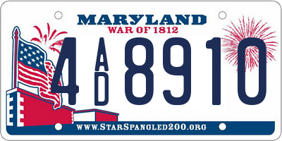 MD license plate 4AD8910