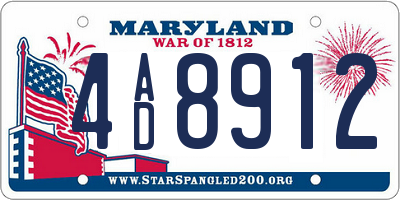 MD license plate 4AD8912