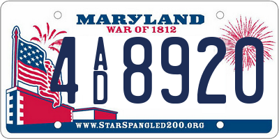 MD license plate 4AD8920