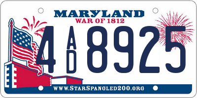 MD license plate 4AD8925