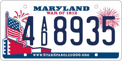 MD license plate 4AD8935