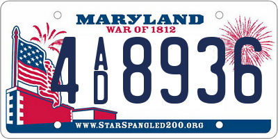 MD license plate 4AD8936