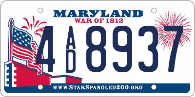 MD license plate 4AD8937