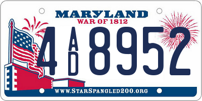 MD license plate 4AD8952