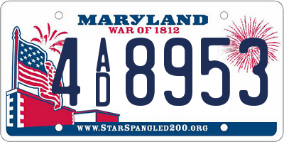 MD license plate 4AD8953