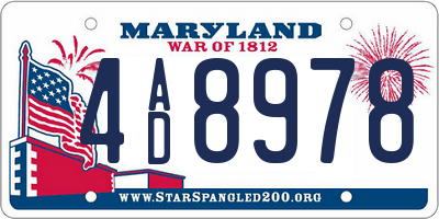 MD license plate 4AD8978