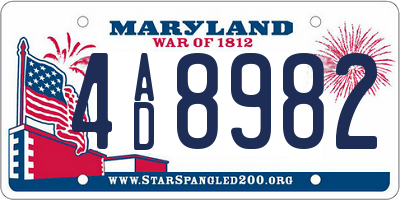 MD license plate 4AD8982
