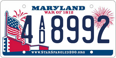 MD license plate 4AD8992